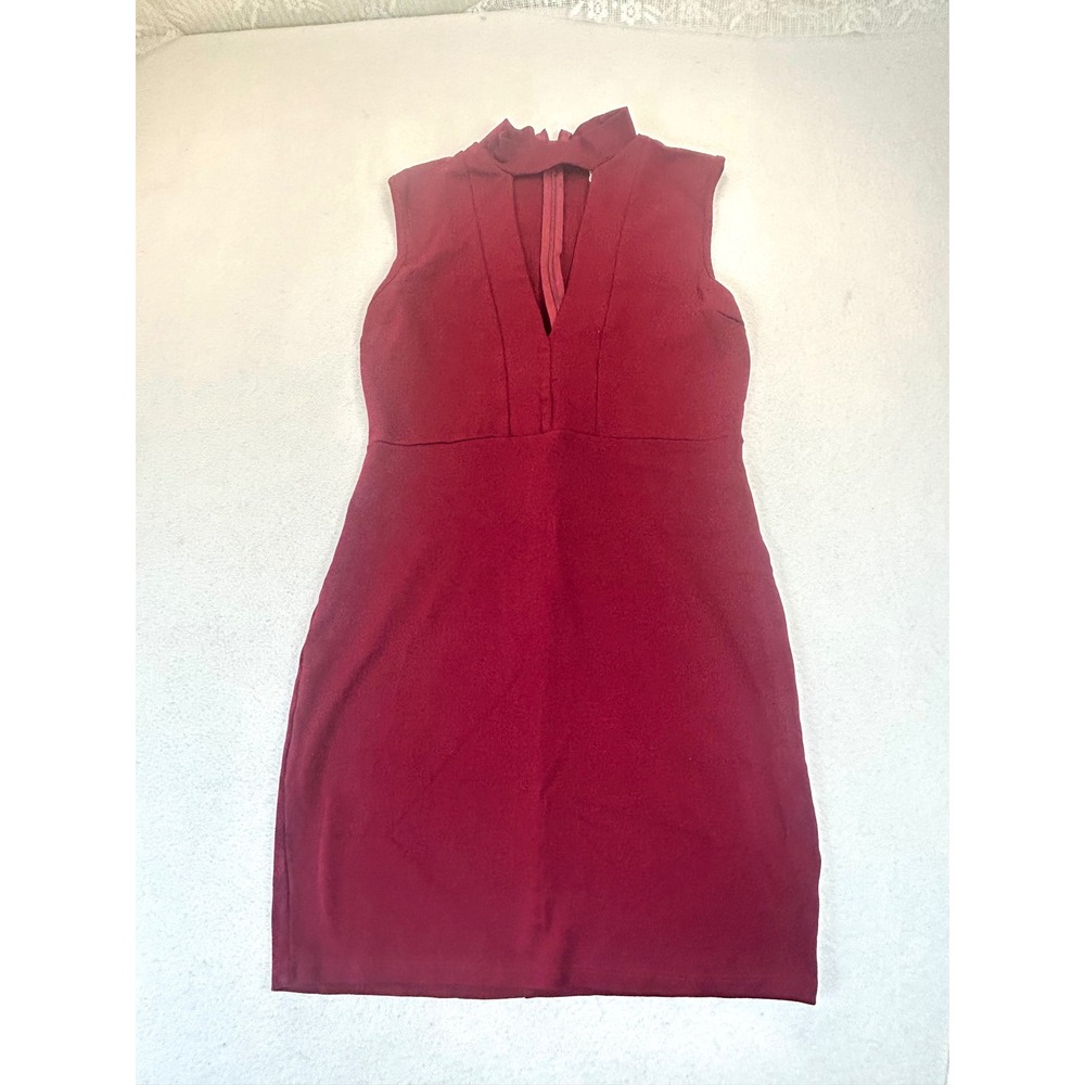 Madrag Bodycon Mini Dress Womens L Burgundy Chic Night Out RD11093